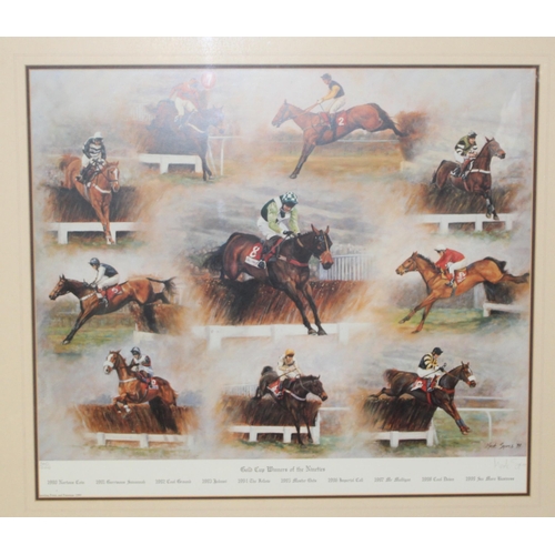 21 - Mark Spires, A frame artists proof of the 'Gold Cup Winners of the Nineties'. 52cm x 61cm.