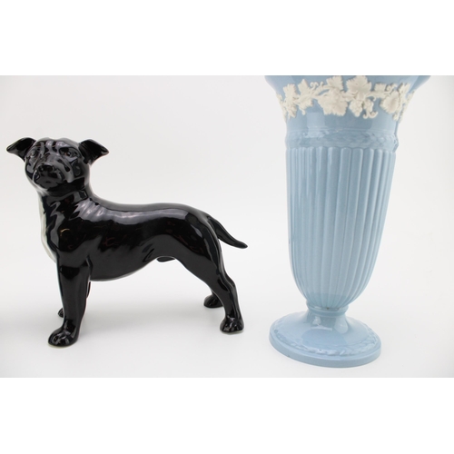 29 - A collection of Wedgwood Jasperware and Queensware item together with a Staffordshire Bull Terrier f... 