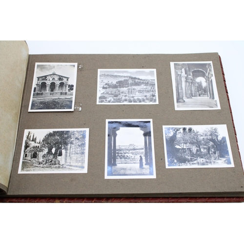 39 - A leather bound period photo album from North Africa containing an interesting collection of WWII er... 