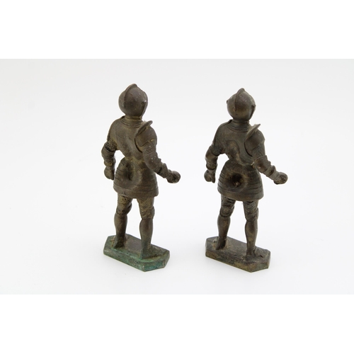 49 - A pair of vintage brass knights in armour