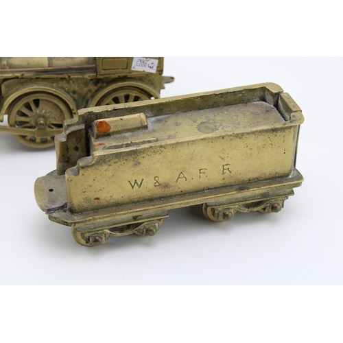 53 - A vintage heavy brass American style locomotive  and tender