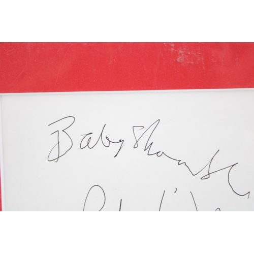 57 - A signed photograph of Libertines and Babyshambles lead singer Pete Doherty in red mount. 52cm x 29.... 