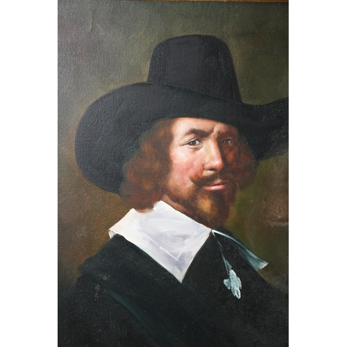 61 - F. Rowe in the manner of Rembrandt, oil on canvas in gilt frame. 60cm x 49cm.