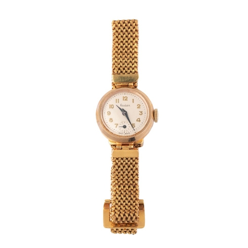 11 - A lady's Audax 9ct gold cased wristwatch, with 9ct gold woven belt form bracelet strap, marked 9ct t... 