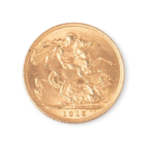 111 - King George V 22ct gold FULL sovereign, dated 1915.