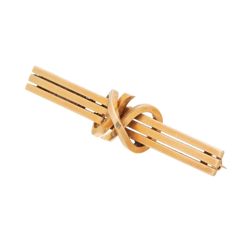 237 - 15ct gold bar brooch, compromising three horizontal bars with folded arrangement, 4.4g.