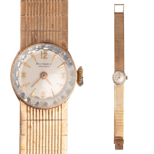 6 - A lady's, Rotary Maximus, gold cased cocktail watch with 9ct gold bracelet strap, the signed champag... 