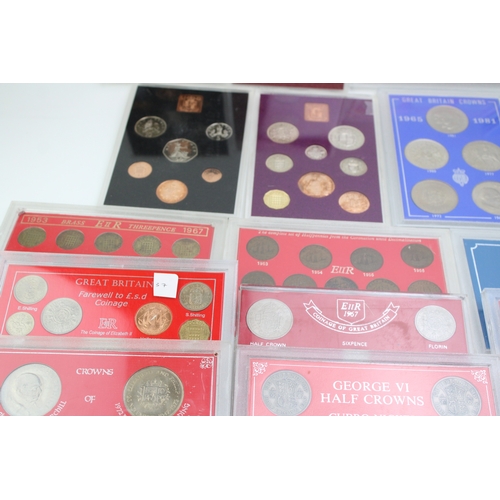 101 - A large collection of UK cased coin sets to include Royal Mint examples such as 1980, 1974, 1973, 19... 