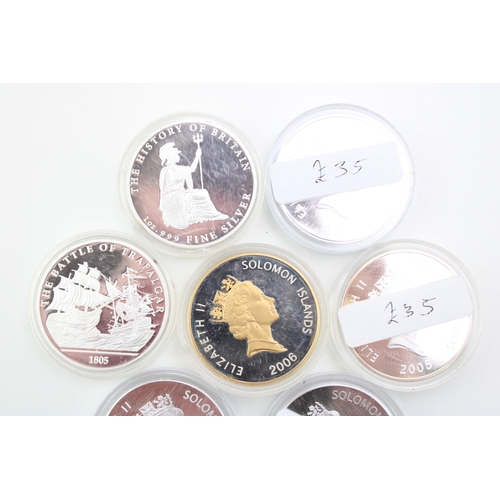 109 - A collection of seven sterling silver coins, mostly proofs, to include 'The History of Britain', 'HM... 