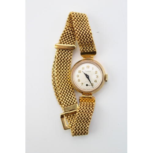 11 - A lady's Audax 9ct gold cased wristwatch, with 9ct gold woven belt form bracelet strap, marked 9ct t... 