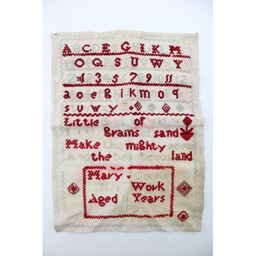 1125 - A needlework sampler 'Little Drops of Water..Little Drops of Sand...' Mary Cooke 1879. 22.5cm x 30.5... 