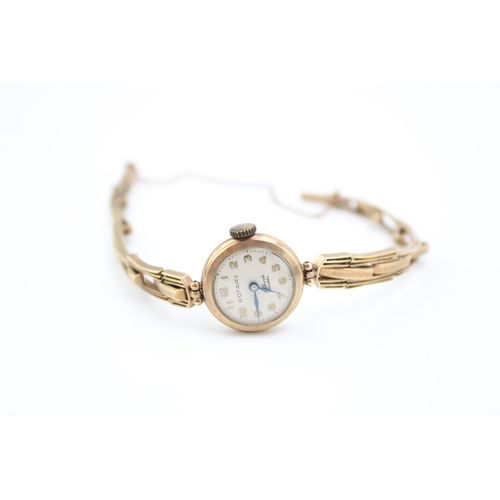 12 - A lady's 9ct gold cased Rotary cocktail watch, with 9ct gold expandable bracelet strap, the signed d... 