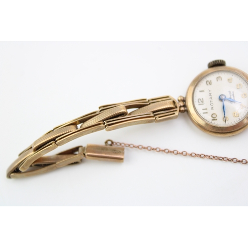 12 - A lady's 9ct gold cased Rotary cocktail watch, with 9ct gold expandable bracelet strap, the signed d... 