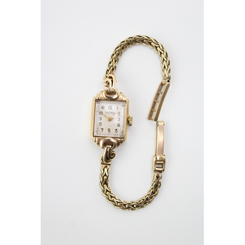 13 - A lady's vintage 9ct gold cased Rotary wristwatch with 9ct gold bracelet strap, the signed rectangul... 