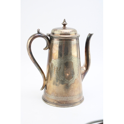 148 - An Elkington plate coffee pot and pierced swing handle basket. Height 24cm. (2)