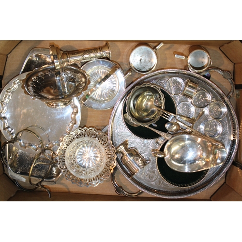 182 - A collection of silver plated items to include, candle stick, drinks tray, wine coasters, bon-bon di... 