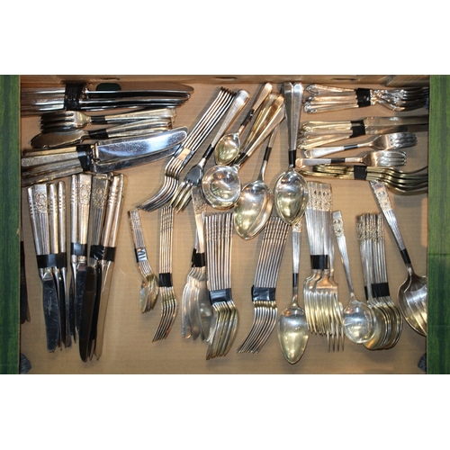 183 - A large collection of silver-plated flatware to include several cased examples, christening spoons a... 