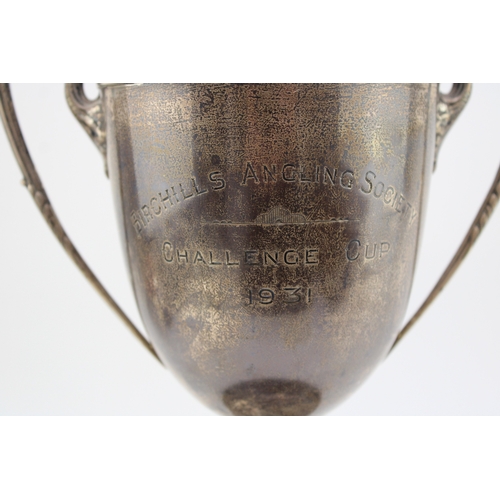 184 - Two handled sterling silver trophy 'Birchill's Angling Society, Challenge Cup 1931, Birmingham 1903,... 