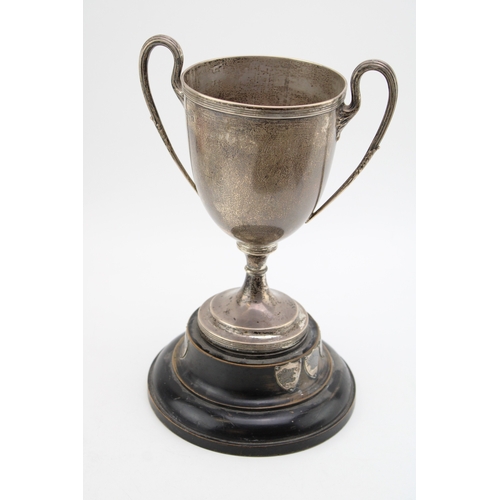 184 - Two handled sterling silver trophy 'Birchill's Angling Society, Challenge Cup 1931, Birmingham 1903,... 