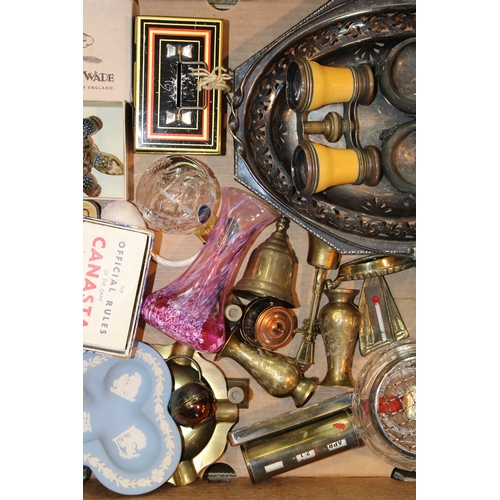 193 - A mixed collection of items to include silver-plated items, brass novelty items, glassware, tobacco ... 