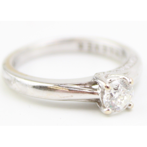 221 - 18ct white gold diamond solitaire ring, central diamond stone circa 0.3ct, in four-point setting, wi... 