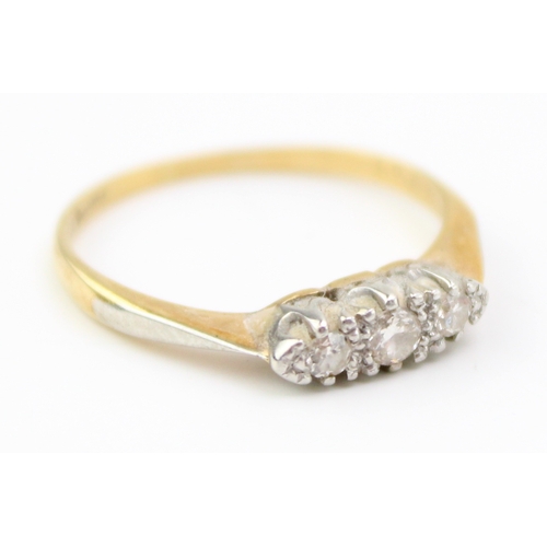 238 - 18ct gold and platinum diamond ring, with three illusion-set diamonds, 1.7g, size M.