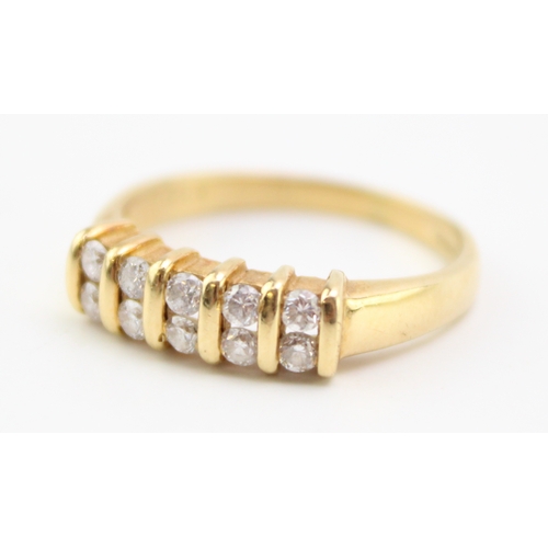 248 - 18ct gold diamond, set 10 diamonds, each circa 0.02, combined 0.2ct, 3.6g, size O/P.