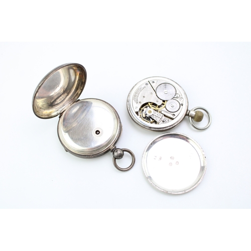 27 - Two silver pocket watches, both with subsidiary dials, one with yellow metal hands, untested / non- ... 