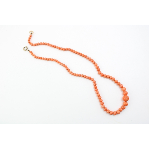 271 - A string of vintage coral beads, of spherical graduated form, from 4.1 to 10.0mm, total length 44cm,... 