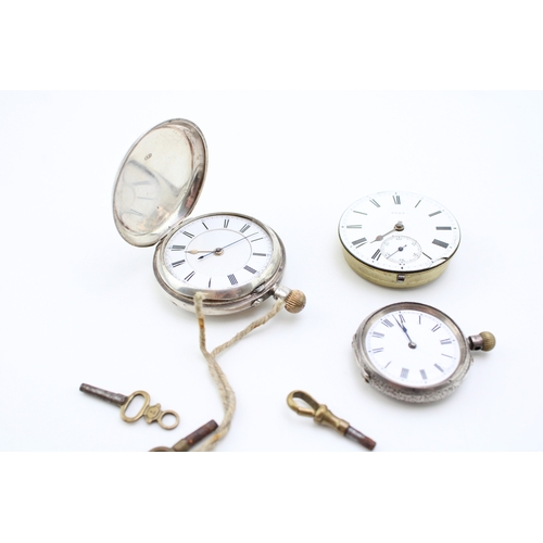 28 - A collection of pocket watches to include a full hunter pocket watch af, two other damaged examples ... 