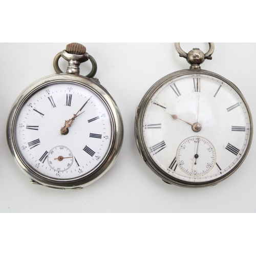 29 - Three silver pocket watches to include an Improved Patent and two others, one top wind (running) wit... 