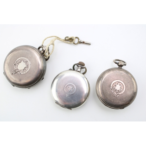 29 - Three silver pocket watches to include an Improved Patent and two others, one top wind (running) wit... 