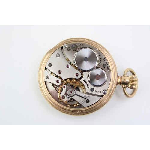 3 - A 9ct gold cased, keyless wind, Vertex pocket watch, the signed dial with Roman numerals, minute tra... 