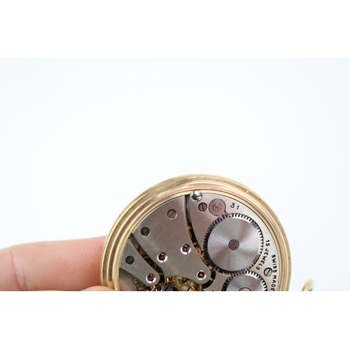 3 - A 9ct gold cased, keyless wind, Vertex pocket watch, the signed dial with Roman numerals, minute tra... 