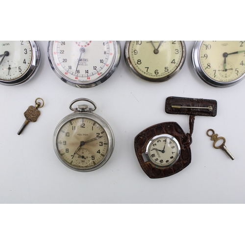 32 - A group of ten pocket or fob time-pieces, comprising seven pocket watches one by Ingersol, two by Sm... 