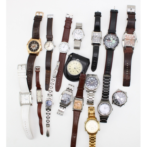 33 - A large group of seventeen vintage and later wristwatches, including a Rotary exhibition cased autom... 