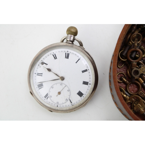 35 - A group of silver cased open faced pocket watches, comprising four English silver cased pocket watch... 