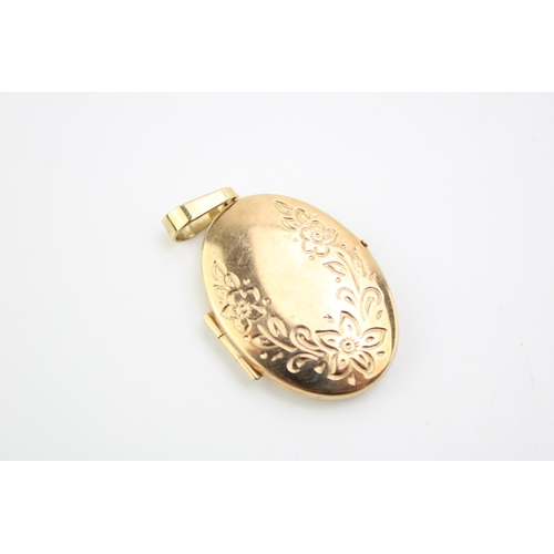 355 - 9ct hallmarked gold locket, 21mm diameter, 4.6g.