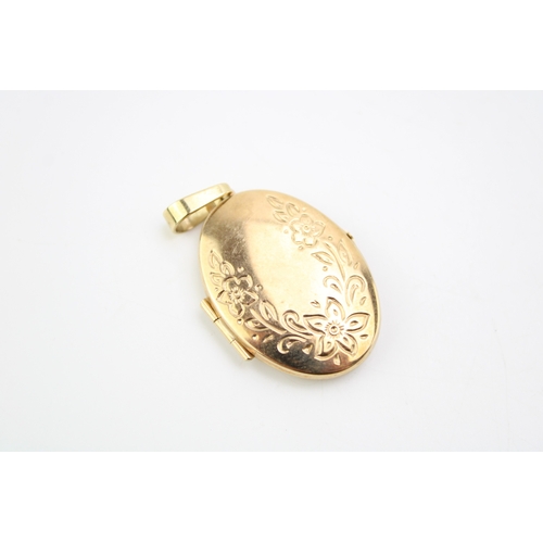 355 - 9ct hallmarked gold locket, 21mm diameter, 4.6g.