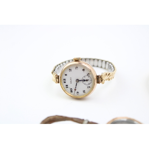 39 - A vintage Rolex gold cased wristwatch, the signed white enamel dial with Arabic numerals, minute tra... 