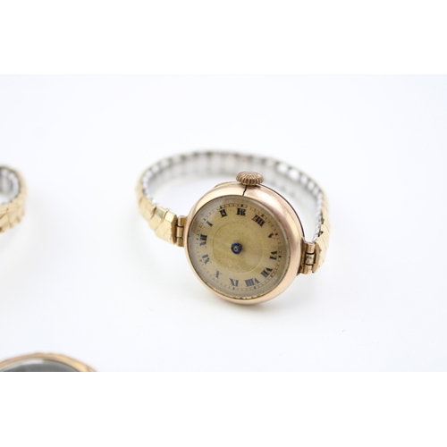 39 - A vintage Rolex gold cased wristwatch, the signed white enamel dial with Arabic numerals, minute tra... 