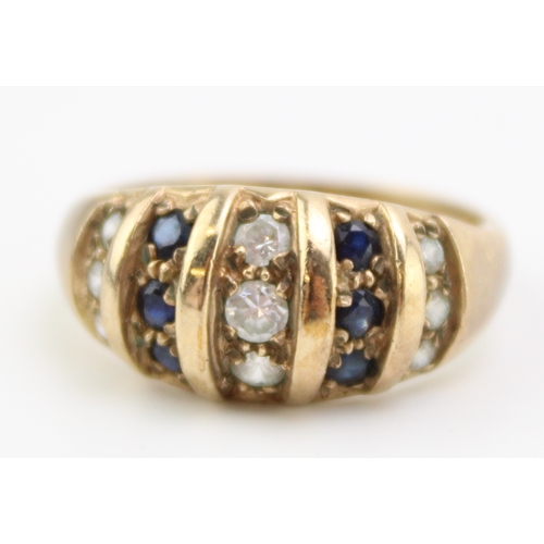 398 - 9ct gold Sapphire and white stone ring size P, 4.6g