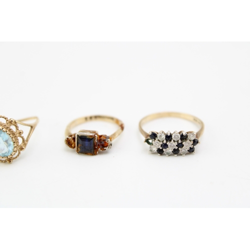 422 - 5 x 9ct gold and gemstone set rings, all a/f, 11.5g