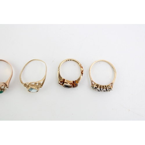 422 - 5 x 9ct gold and gemstone set rings, all a/f, 11.5g