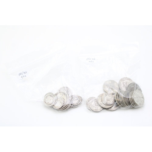 428 - pre 1946 UK 50% silver coinage 258g, together with pre 1919 .925 sterling silver coins 97g