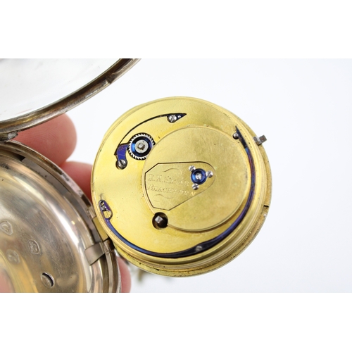 45 - A silver cased, open faced pocket watch by R H Sager, of Blackburn, the enamel dial with Roman numer... 