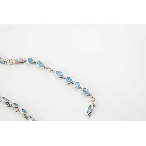 478 - A 9ct white gold and topaz bracelet set with marquise and rose cut topaz, a/f detached at one link, ... 