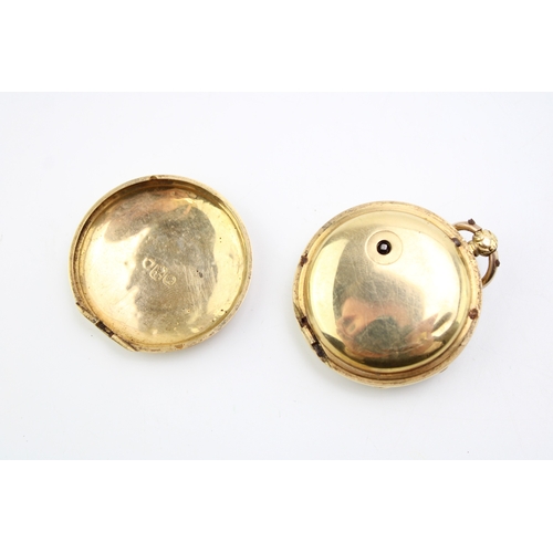 5 - An 18ct gold cased, open faced pocket watch, the engraved dial with Roman numerals to the chapter ri... 