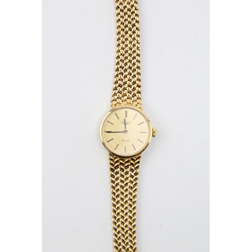 55 - Longines 9ct gold lady's wristwatch on 9ct gold bracelet, quartz movement, 20mm, 30.0g.