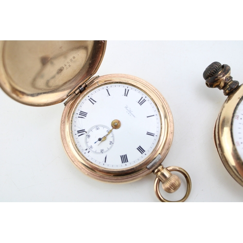 57 - Two Gold Plated Pocket Watches including a Waltham USA Watch & a Hampton Watch Co pocket watch